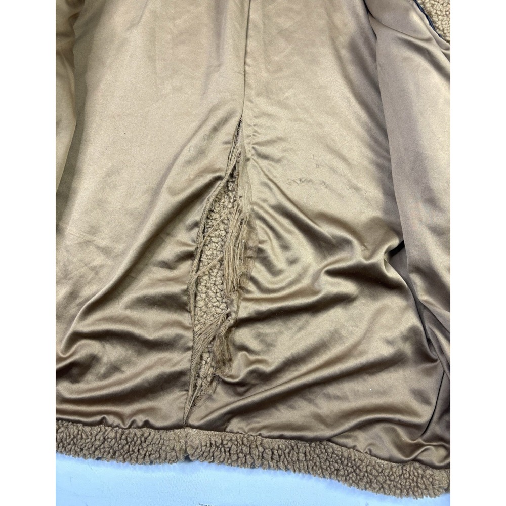 Lucky Brand Faux Fur Long Coat Women's XL Brown Teddy Sherpa - Picture 7 of 13